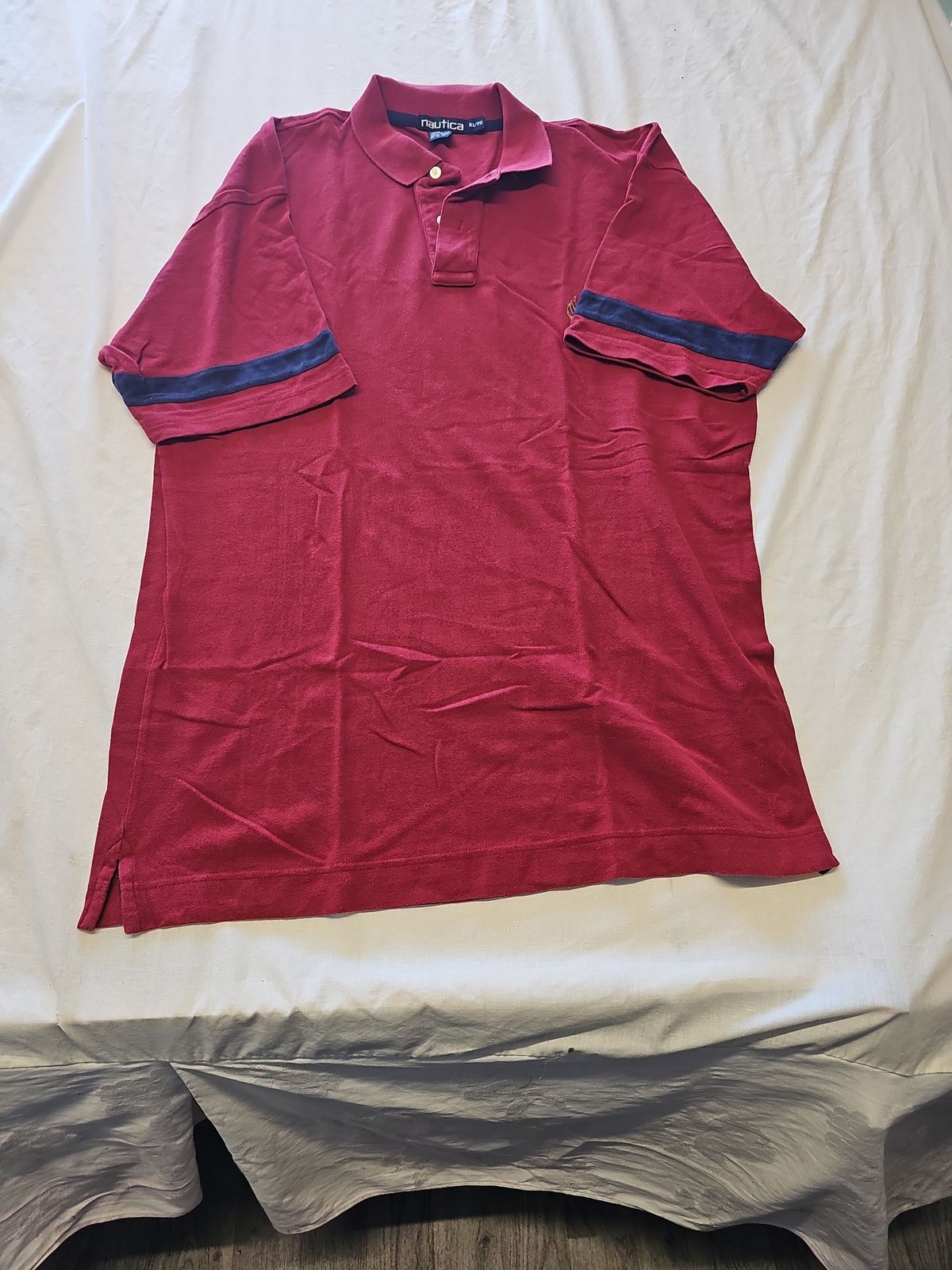 Vintage Nautica Red Short Sleeve Pique Polo Shirt XL K670 - Image 5