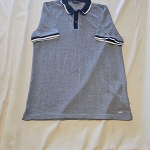 Michael Kors Men's Navy Micro-Pattern Polo Shirt - Size L L676