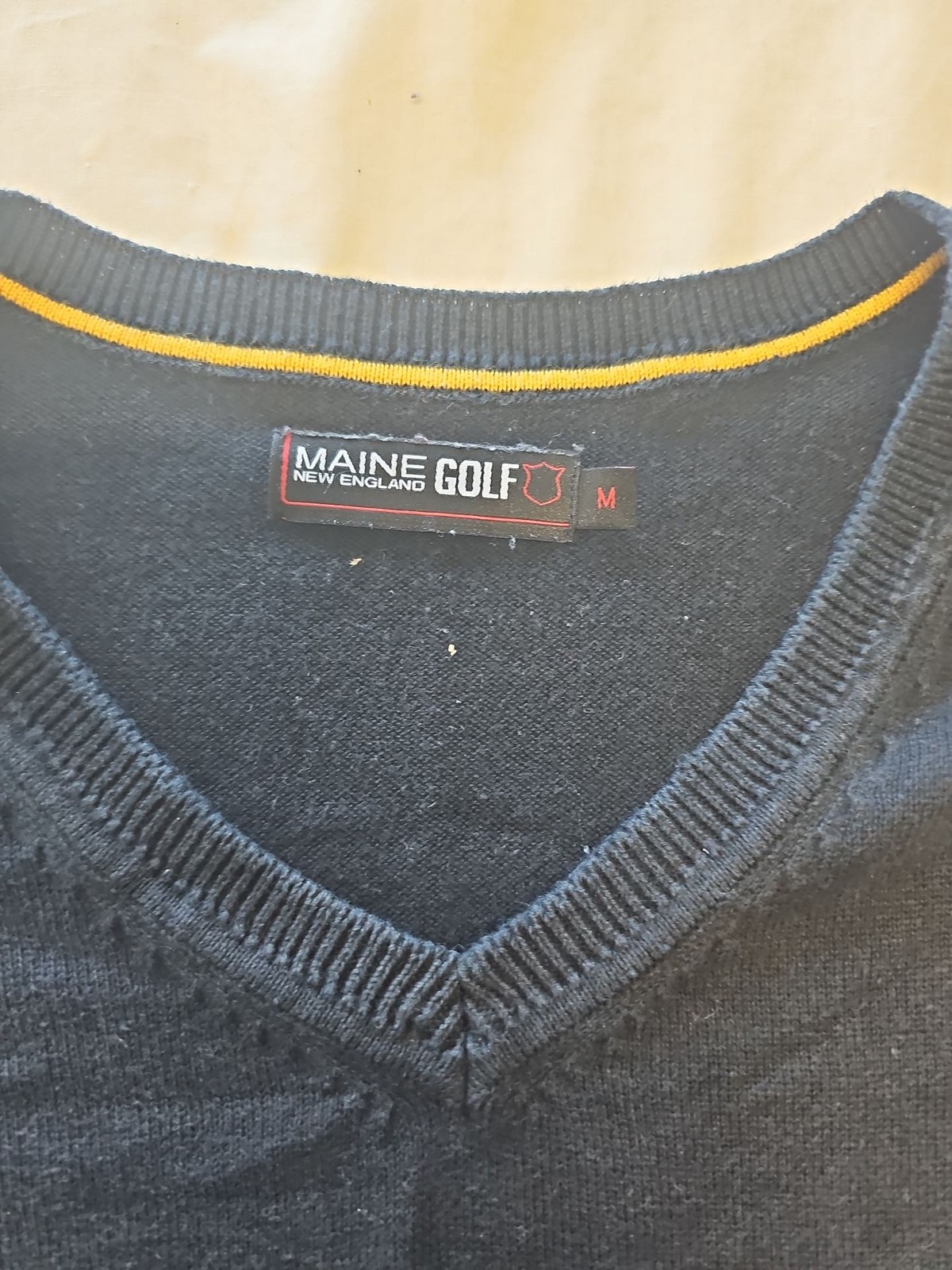 Maine New England Golf Navy Blue V-Neck Sweater Vest M L685
