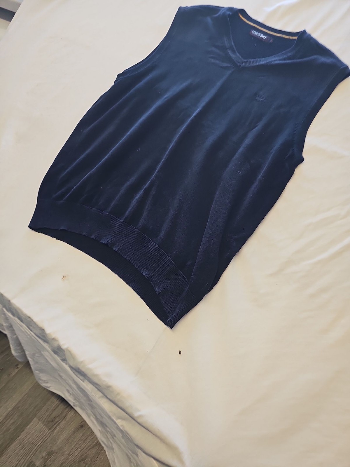 Maine New England Golf Navy Blue V-Neck Sweater Vest M L685 - Image 4
