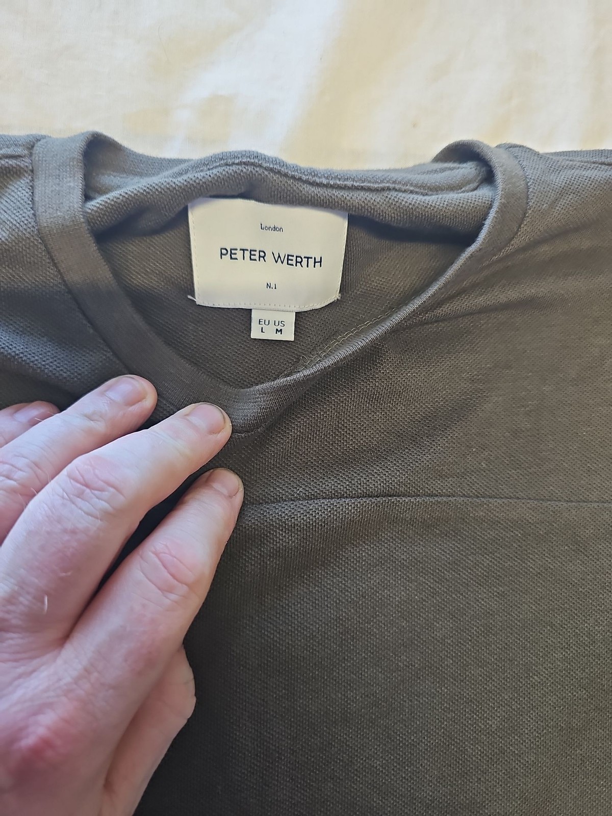 Peter Werth London Charcoal Textured Cotton Knit T-Shirt L L688