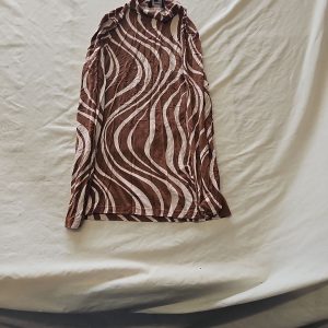 Peacocks Brown & Cream Marble Print Turtleneck Top  379
