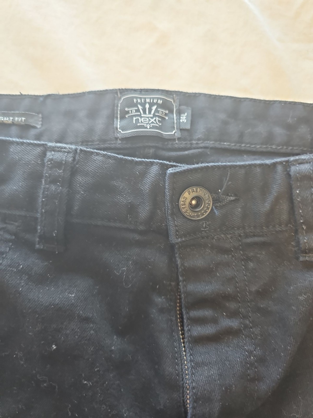 Next Premium Straight Fit Men’s Black Denim Jeans – 34L L32 K662