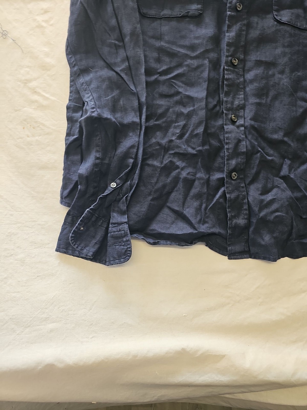Gap Men's Navy Blue 100% Linen Long Sleeve Utility Shirt 381 - Image 9