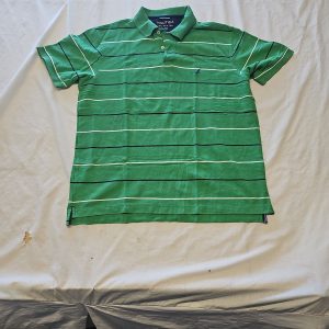Nautica True Deck Shirt Green Striped Polo - Size Medium K667
