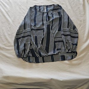 F&F Navy and White Geometric Stripe Satin Blouse uk14 N576