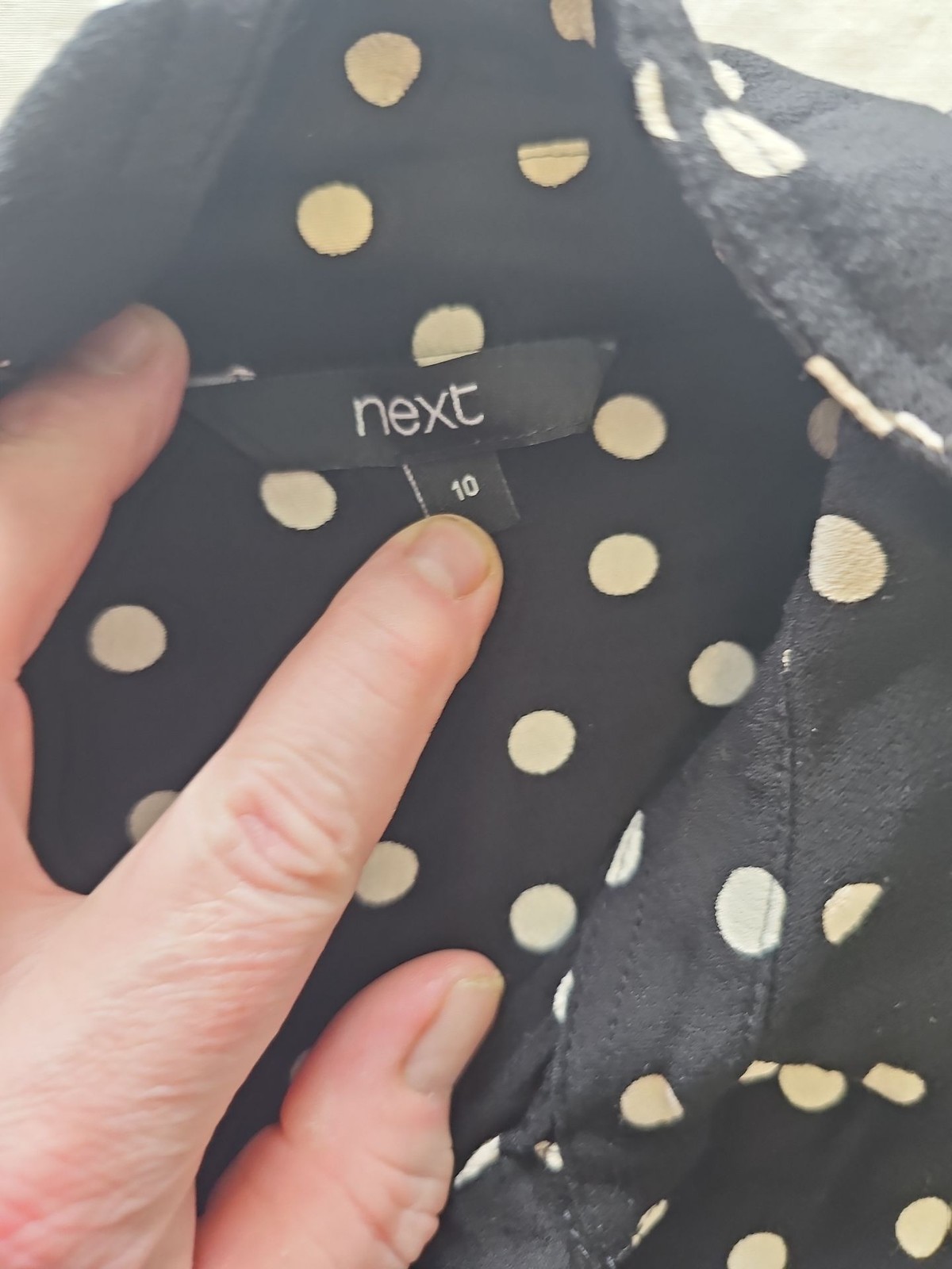 Next Black & White Polka Dot Button-Up Blouse – UK 10 N577