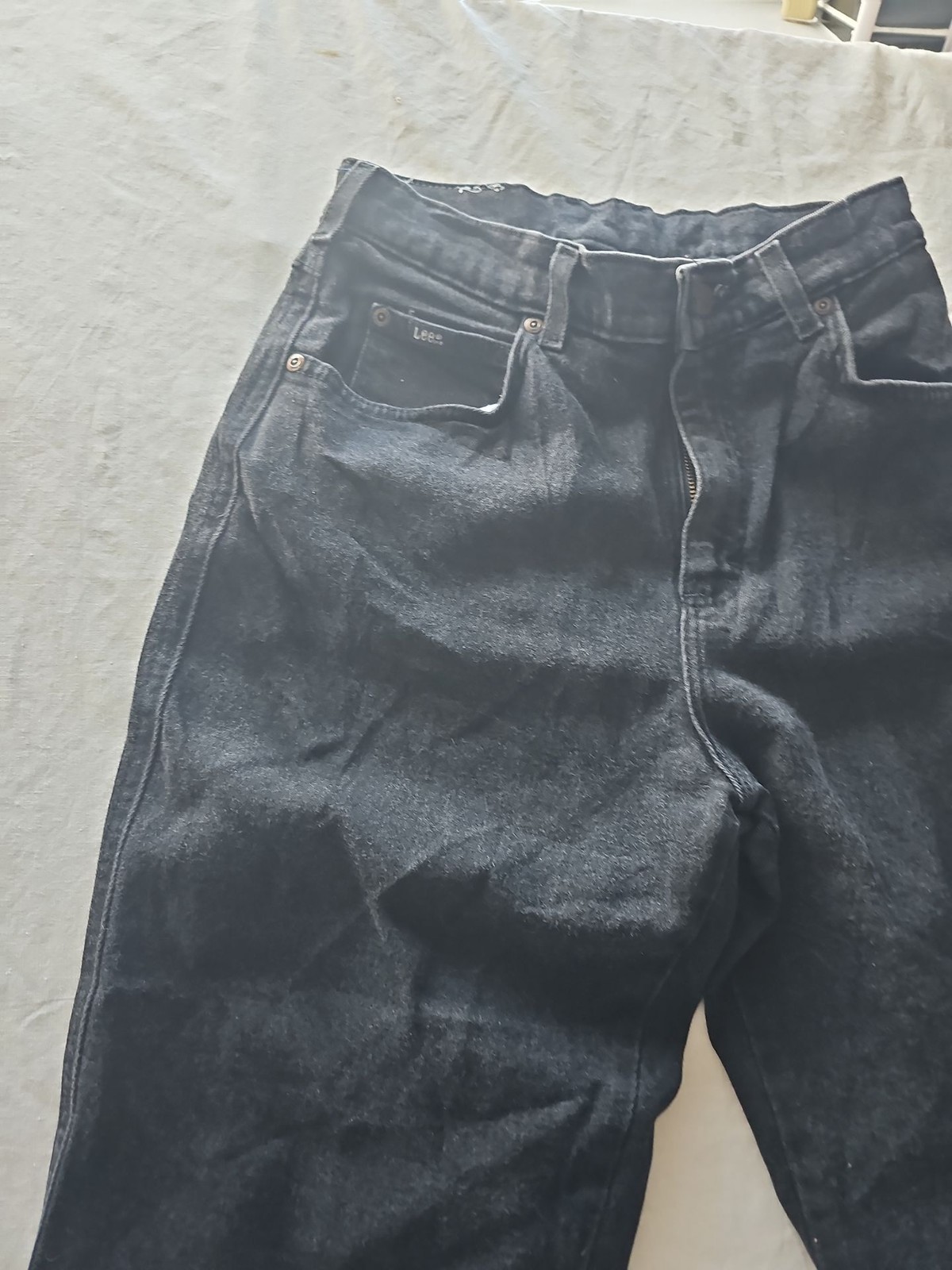 Vintage Lee Original Jeans Black Straight Leg Denim Shorts 368 - Image 2