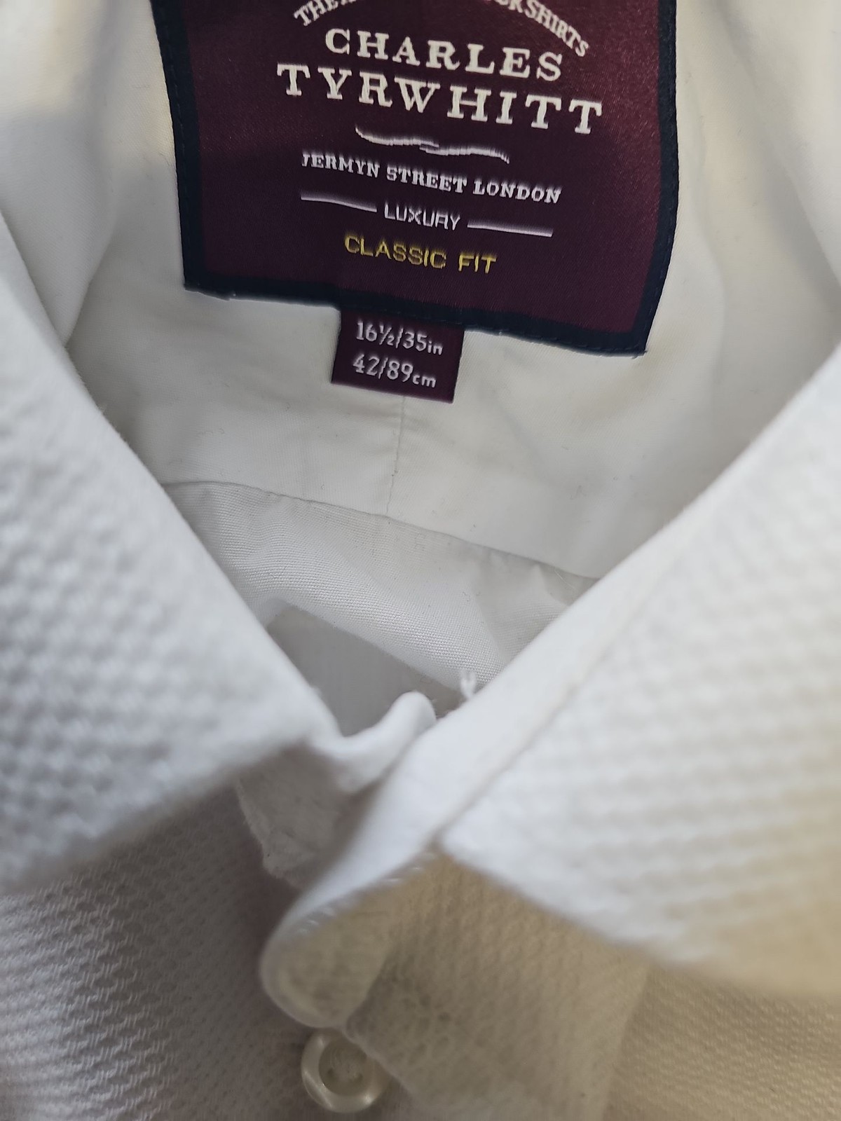 Charles Tyrwhitt Classic Fit White Dress Shirt with French Cuffs S16.5 A444 - Image 5