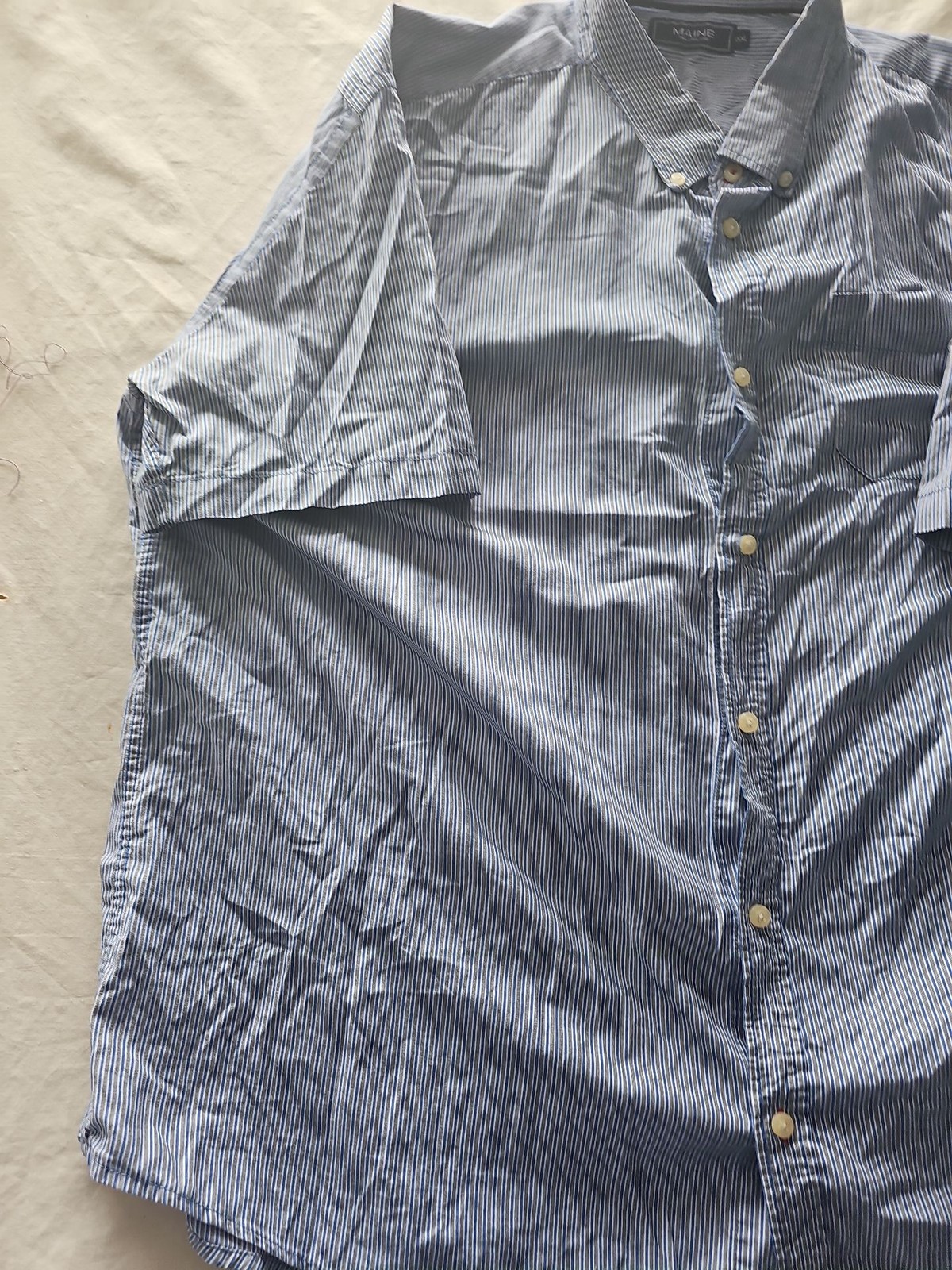 Maine New England Blue Striped Short Sleeve Shirt XXXL 373 - Image 2