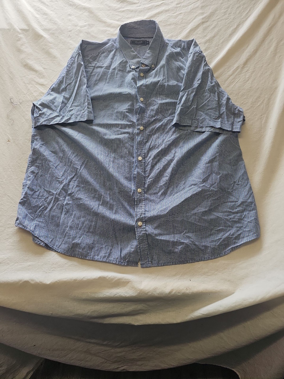 Maine New England Blue Striped Short Sleeve Shirt XXXL 373 - Image 4