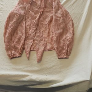 Tu Dusty Pink Jacquard Pussy-Bow Blouse with Balloon Sleeves 8 374