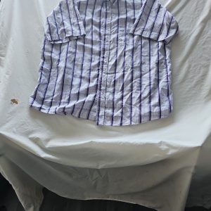 Cotton Traders Men's 2XL Purple Striped Short Sleeve Shirt  344