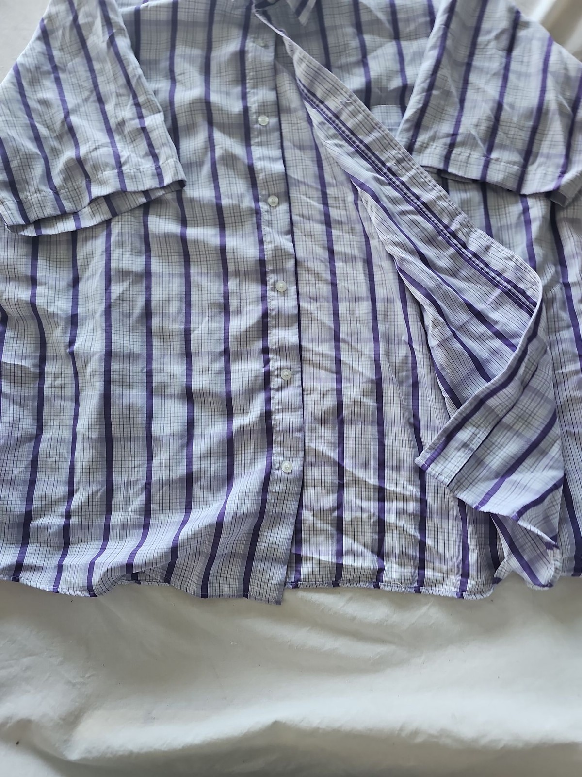 Cotton Traders Men's 2XL Purple Striped Short Sleeve Shirt 344 - Image 8