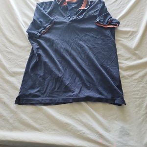 Adidas Navy Blue & Orange Pique Cotton Polo Shirt 328