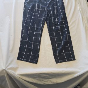 Primark Black Windowpane Check Wide Leg Trousers with Tie Waist Size 18 430
