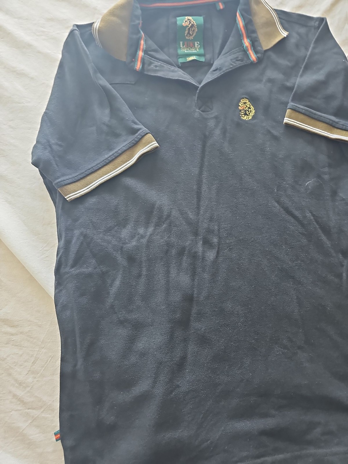 Luke Sport Men’s Black Polo Shirt with Tipped Collar and Lion Logo  321