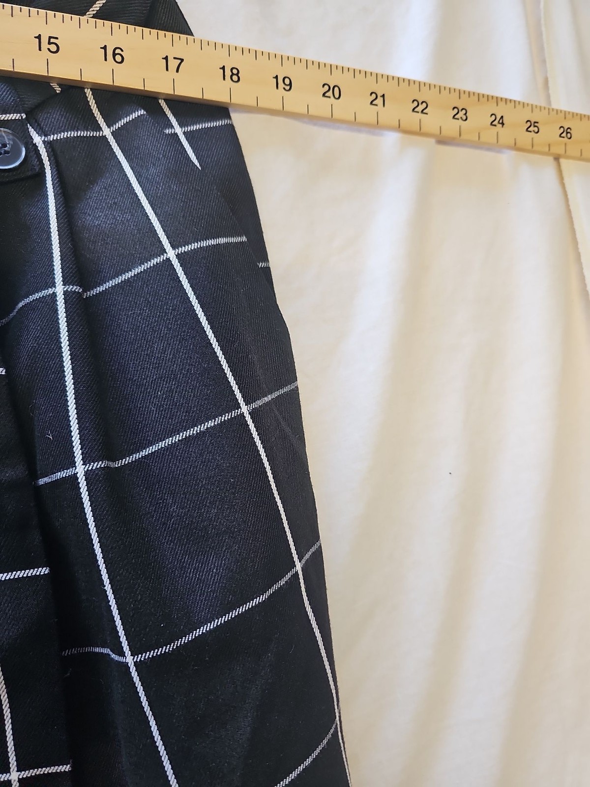 Primark Black Windowpane Check Wide Leg Trousers with Tie Waist Size 18 430 - Image 4