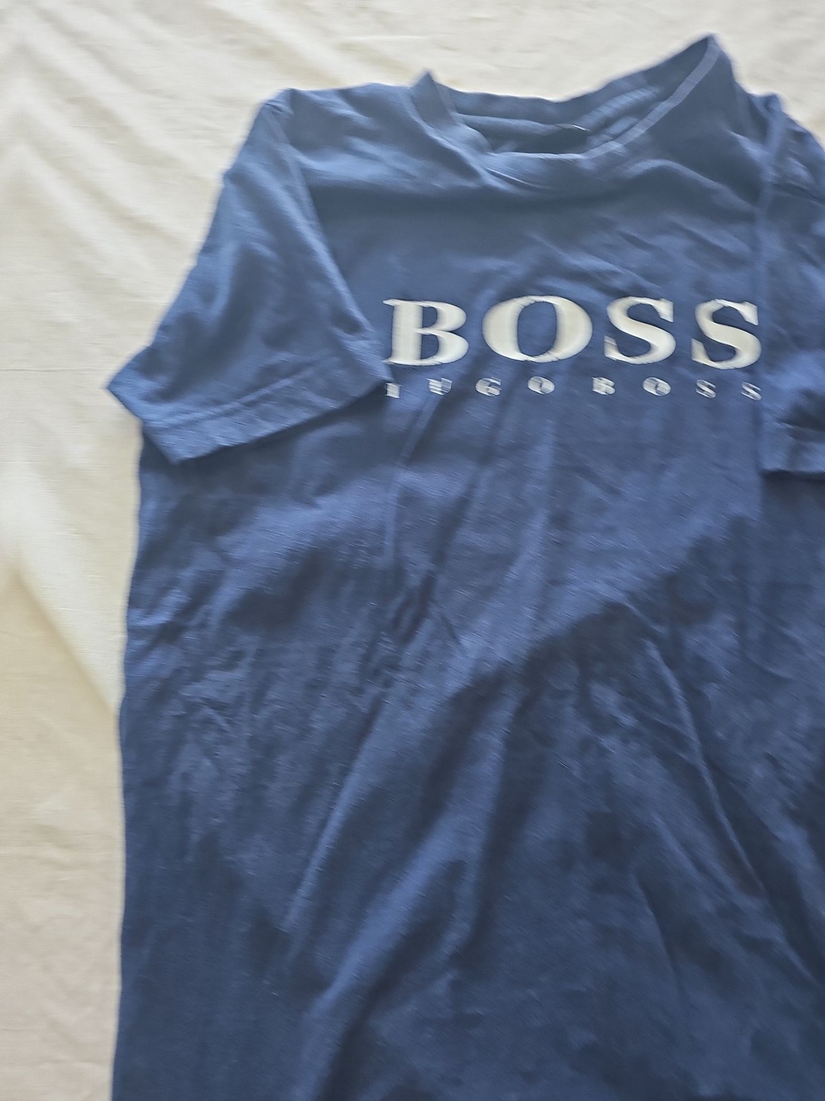 Hugo Boss Navy Blue Graphic T-Shirt with White Logo size L 316 - Image 9