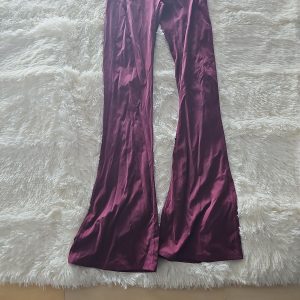 PrettyLittleThing Burgundy Flare Leg High Waisted Trousers