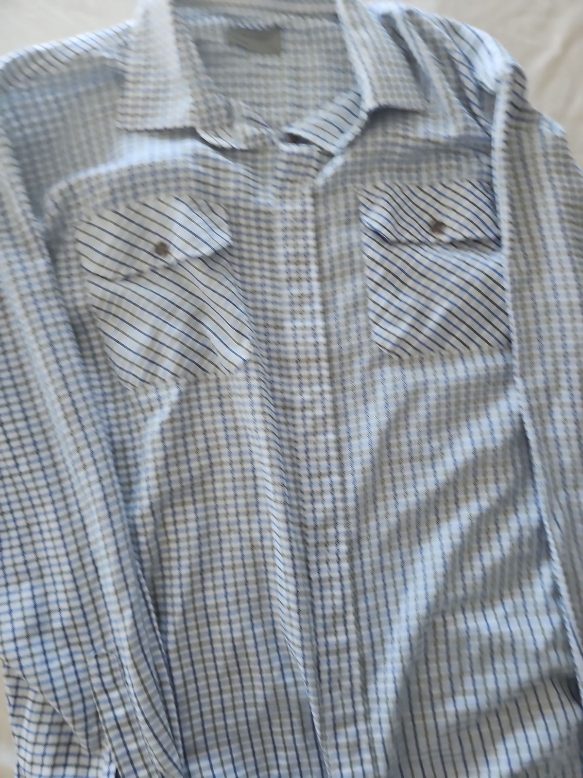 Tom Hagan Mens XXL Checked Work Shirt Blue & White Plaid 287