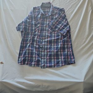 F&F Men's Blue Plaid Short Sleeve Casual Shirt XXL 288