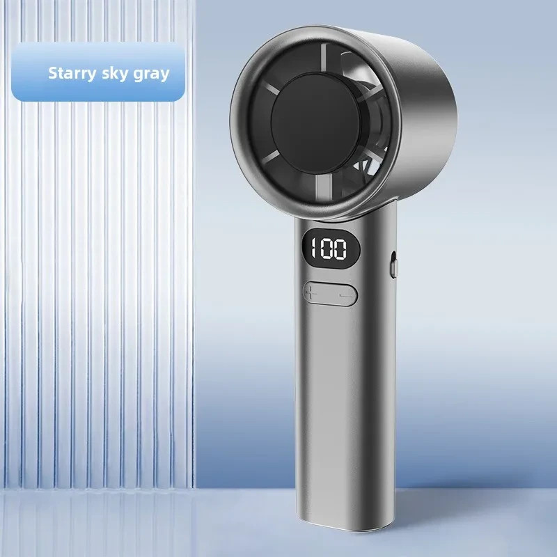 Mini Handheld Turbo Fan USB Rechargeable Digital Display Portable Cooling Fan - Image 4