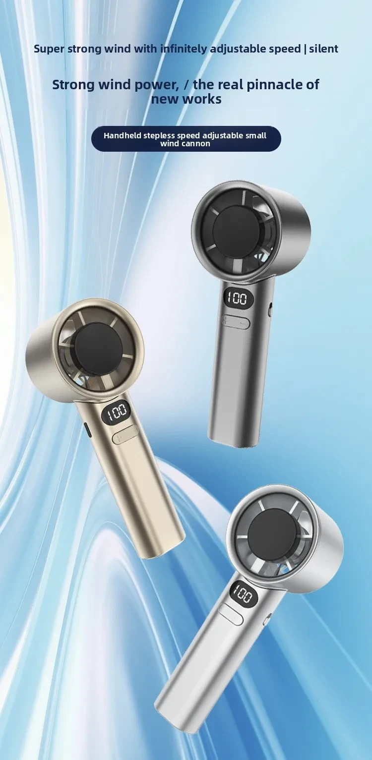 Mini Handheld Turbo Fan USB Rechargeable Digital Display Portable Cooling Fan - Image 6