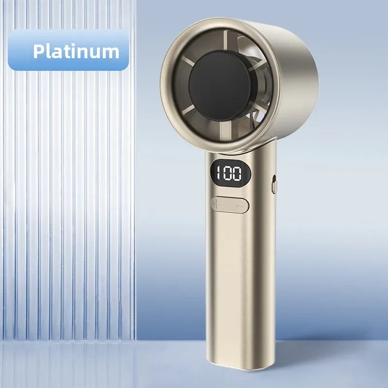 Mini Handheld Turbo Fan USB Rechargeable Digital Display Portable Cooling Fan - Image 9
