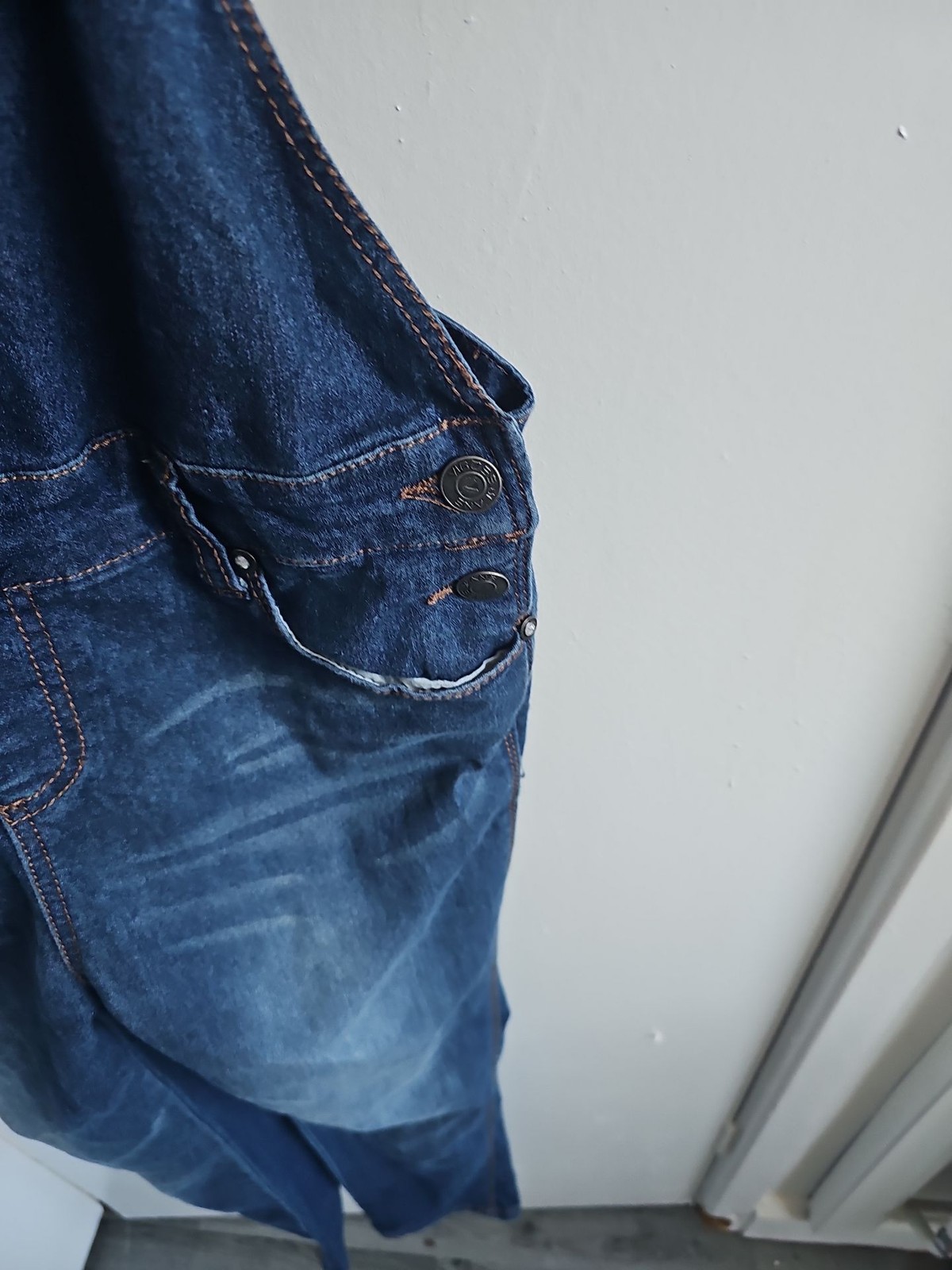 Vigoss Jeans Dark Wash Denim Overalls Size L 268 - Image 9