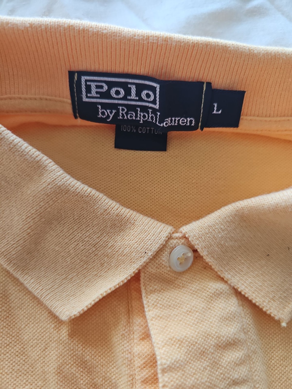 Vintage Polo Ralph Lauren Peach Pique Polo Shirt - Size L A436 - Image 3