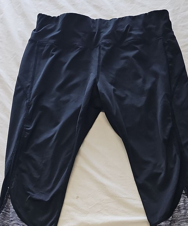 Women's Two-Tone Activewear Leggings - Black and Heather Grey M O740 - Image 7