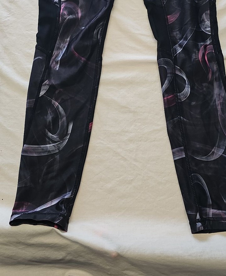Souluxe Black Smoke Abstract Print High-Waisted Gym Leggings 12 O738 - Image 11