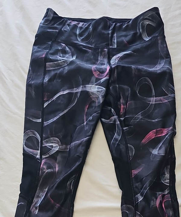 Souluxe Black Smoke Abstract Print High-Waisted Gym Leggings 12 O738 - Image 6