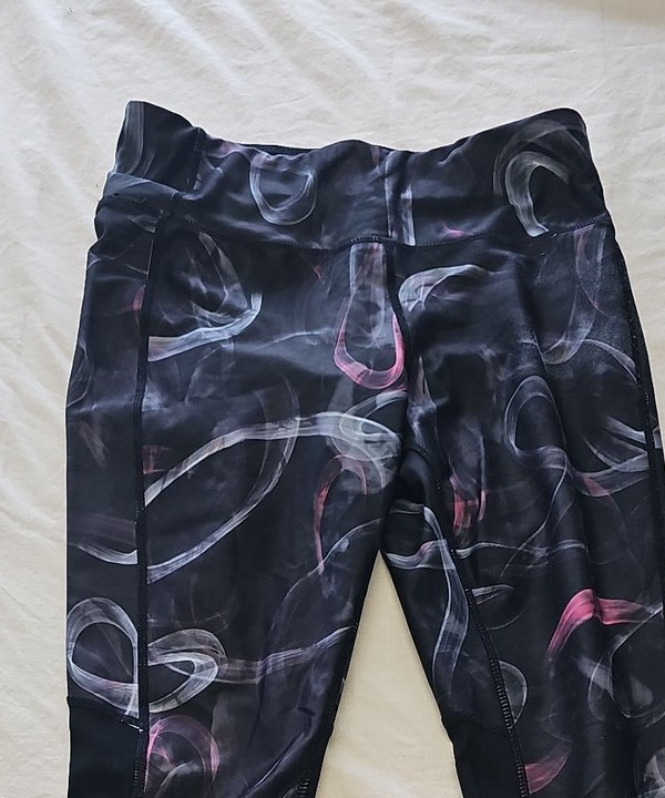 Souluxe Black Smoke Abstract Print High-Waisted Gym Leggings 12 O738 - Image 10