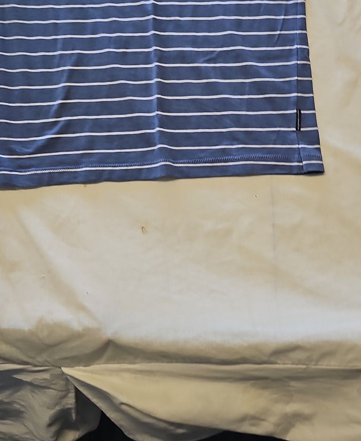 French Connection Men's Striped Pocket T-Shirt in Slate Blue M Q770 - Image 8