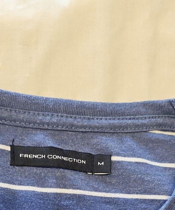 French Connection Men's Striped Pocket T-Shirt in Slate Blue M Q770 - Image 9