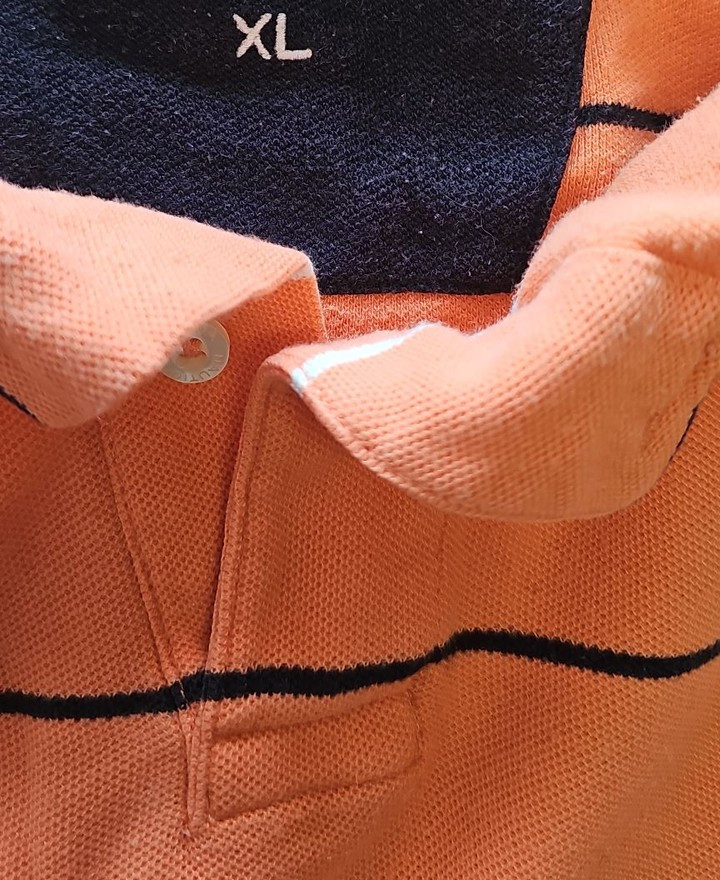 Nautica True Deck Shirt Striped Polo XL Orange xl R784 - Image 10