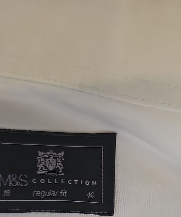 M&S Collection White Regular Fit Long Sleeve Dress Shirt 18 S810 - Image 9