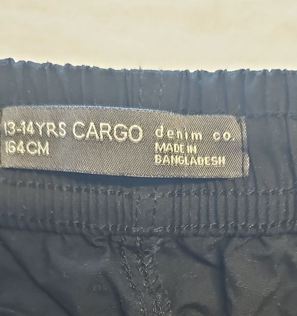 Primark Denim Co. Kids Black Cargo Jogger Trousers 13-14 YRS V852 - Image 8