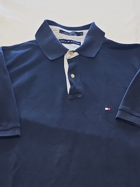 Tommy Hilfiger Men's Navy Blue Piqué Polo Shirt L V862 - Image 9
