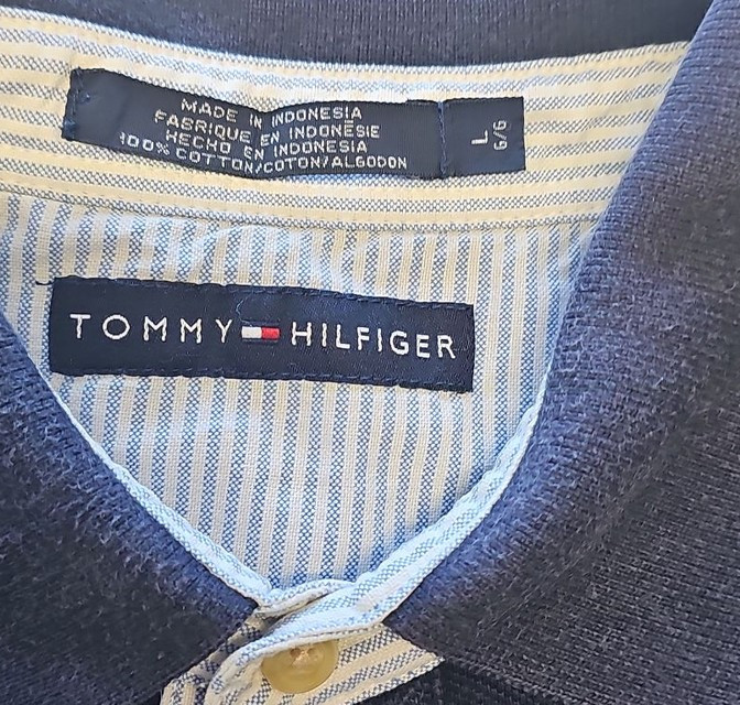 Tommy Hilfiger Men's Navy Blue Piqué Polo Shirt L V862 - Image 10