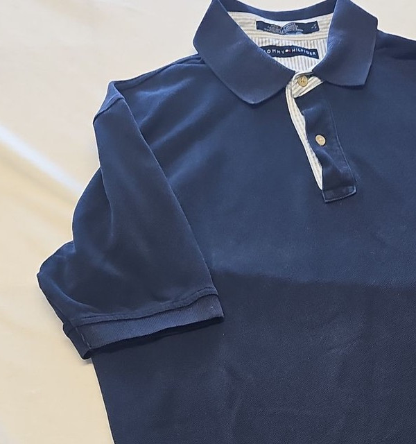 Tommy Hilfiger Men's Navy Blue Piqué Polo Shirt L V862 - Image 12