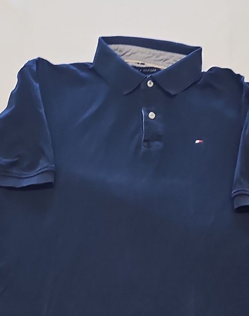 Tommy Hilfiger Classic Fit Navy Blue Polo Shirt XL V863 - Image 8