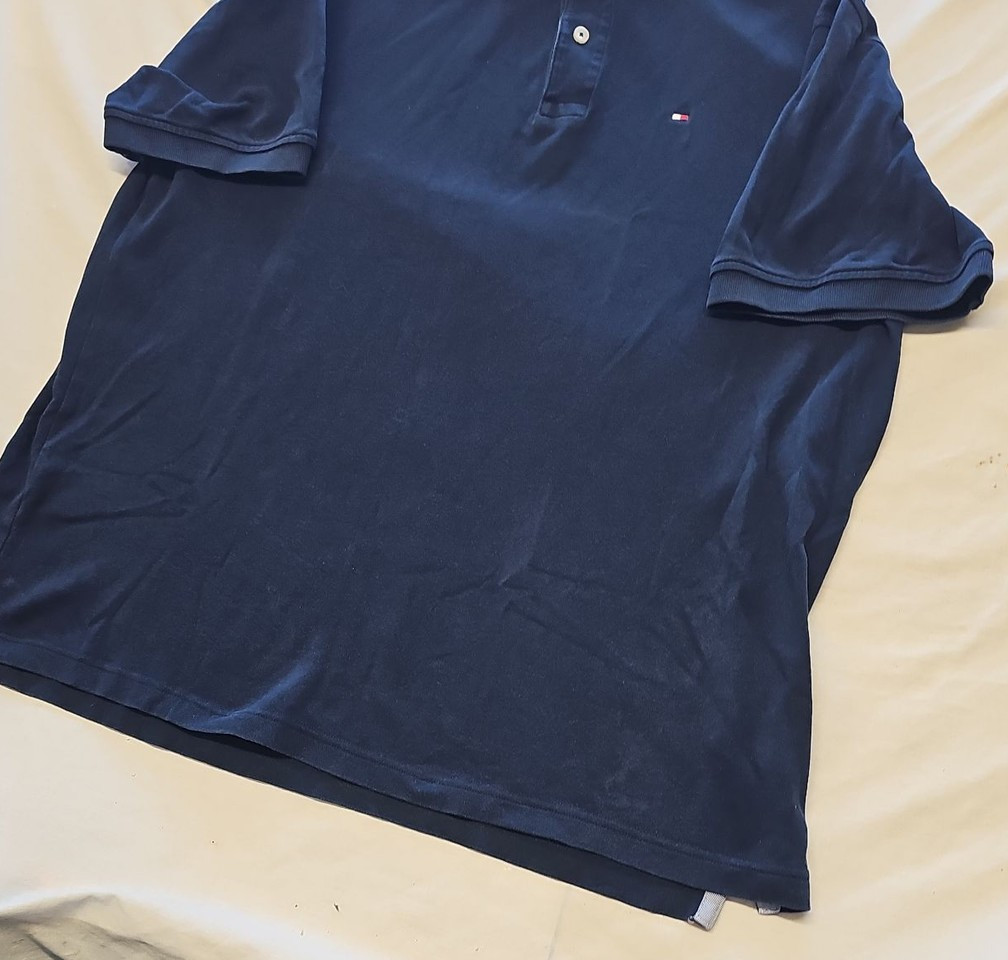 Tommy Hilfiger Classic Fit Navy Blue Polo Shirt XL V863 - Image 12