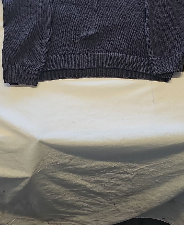 Chaps Navy Blue Quarter-Zip Knit Cotton Sweater M X873 - Image 9