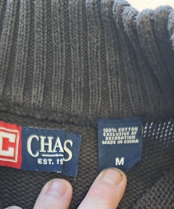 Chaps Navy Blue Quarter-Zip Knit Cotton Sweater M X873 - Image 10