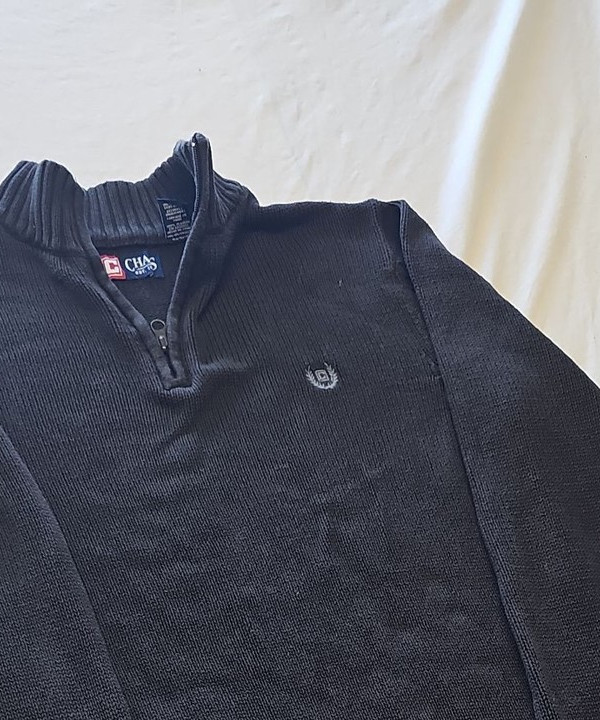 Chaps Navy Blue Quarter-Zip Knit Cotton Sweater M X873 - Image 12