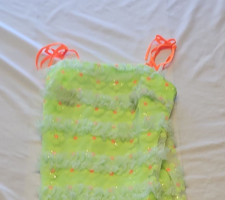 Labelrail x Pose and Repeat Neon Lime Sequin Tulle Mini Dress 12 Y884 - Image 8