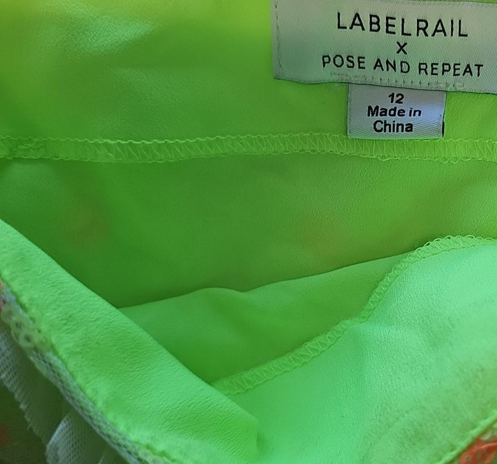 Labelrail x Pose and Repeat Neon Lime Sequin Tulle Mini Dress 12 Y884 - Image 11